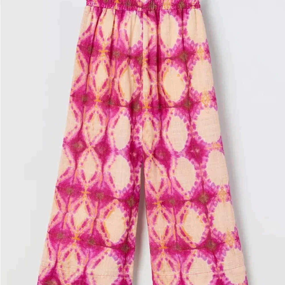 ZARA Kids Wide-Leg Pink Cream Tie-Dye Pants size 9 years